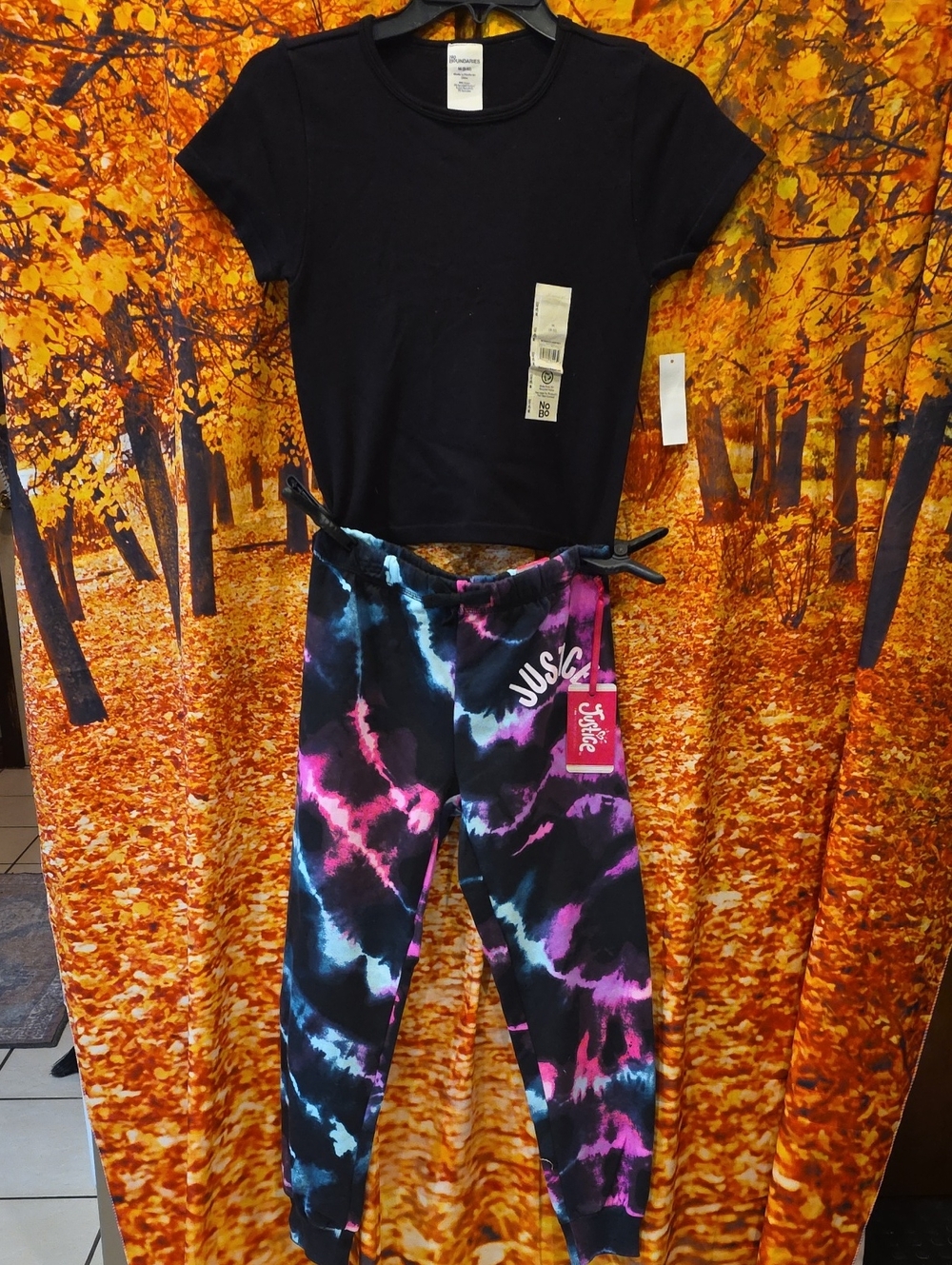 Girls Bundle Justice Sweat Pants & Stretch Top Medium 8/10